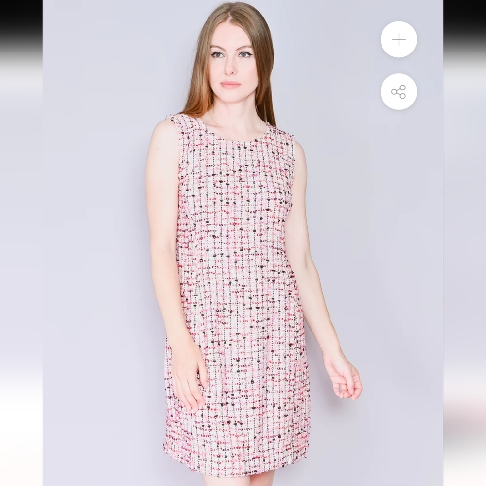 ST. JOHN Pink Boucle Tweed Sleeveless Mini Dress size 8